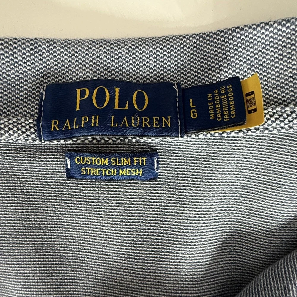 Polo Ralph Lauren Mens Custom Slim Fit Stretch Mesh Polo Shirt Gray Large